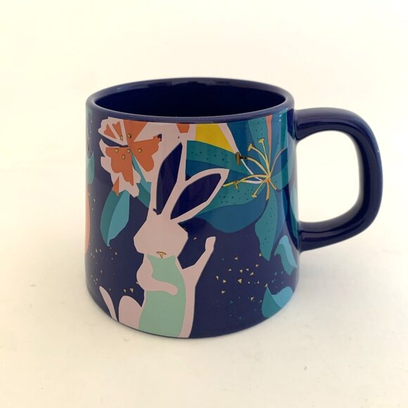 Starbucks 2021 Blue Bunny Ceramic Coffee Mug 14 oz Spring Flowers Easter - Picture 3 of 11